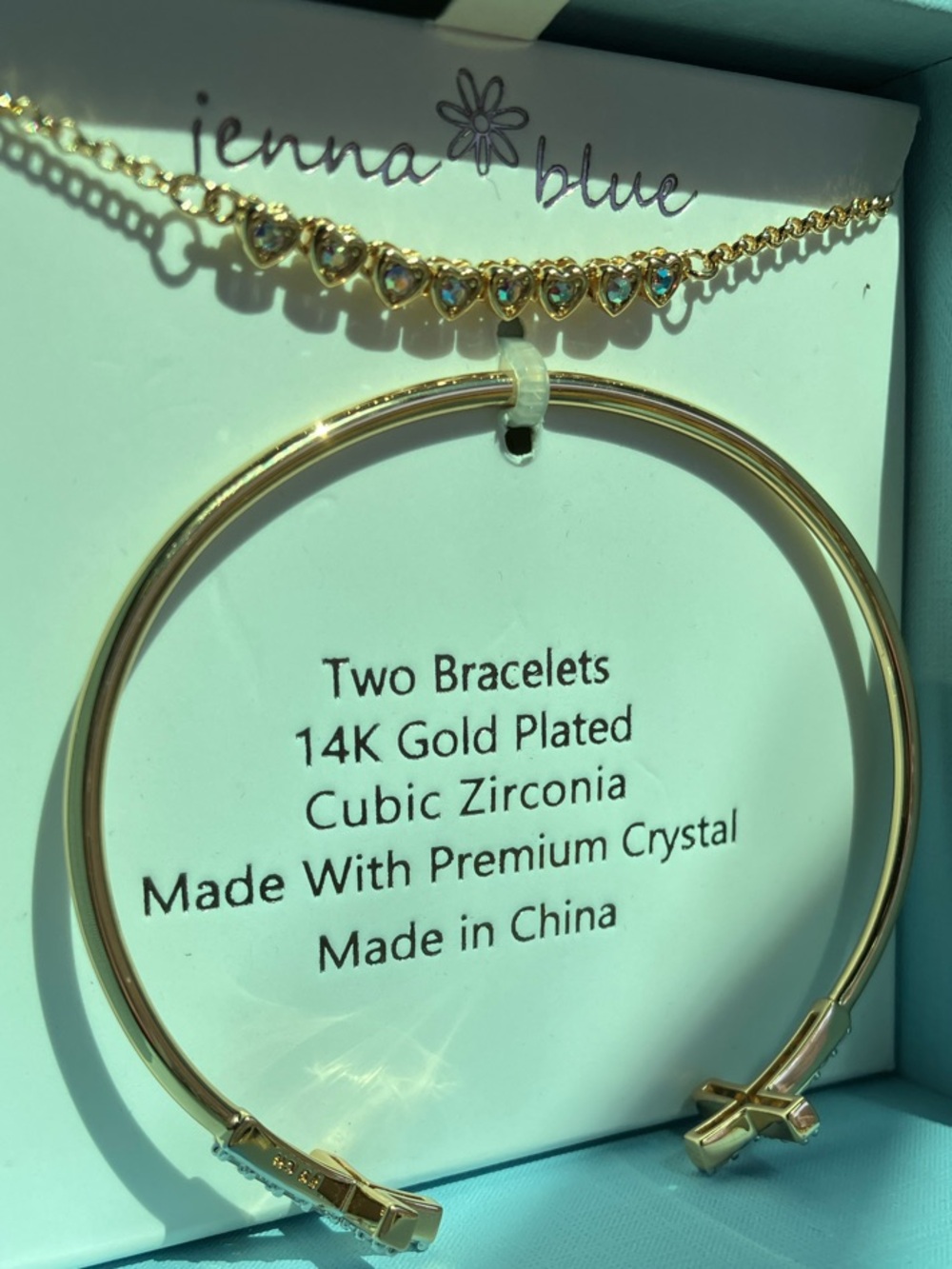 Gold-Plated Heart & Cross Crystal Bracelets Set -&  FREE EARRINGS for the set!!